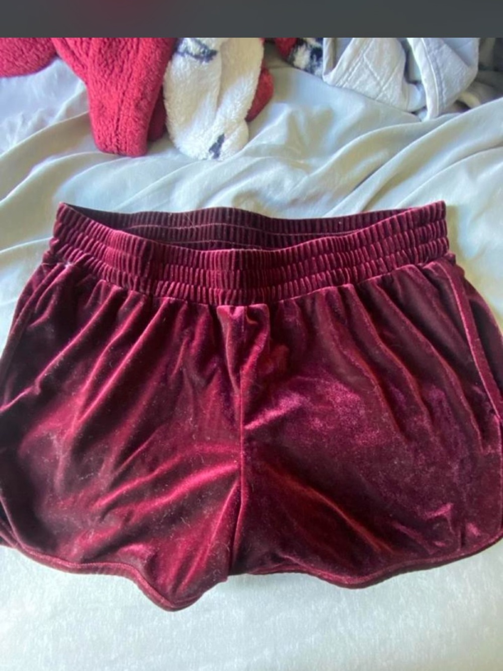 Mossimo Supply Co. Women's Velvet Athletic Shorts in Burgundy